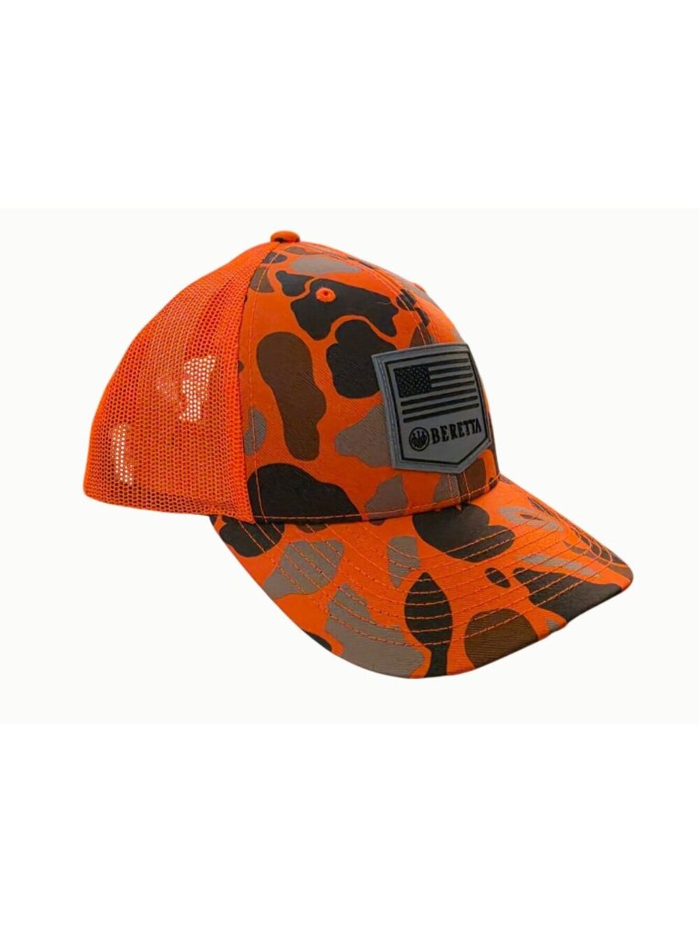 Beretta PM Trucker Blaze Camo Snapback Hat Orange Mesh Hunting Cap NWT